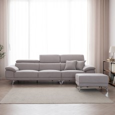 삼익가구 레이크 4인용 아쿠아텍스 헤드틸팅 소파 + 스툴 + 쿠션 2p 세트